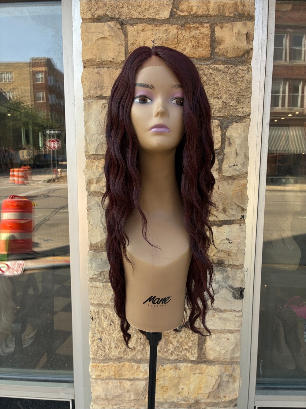 Long Wavy Burgundy Wig dark wine